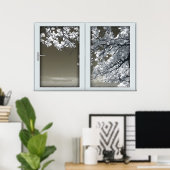 Ominous White Tree Blossom Faux Window Illusion Poster (Thuiskantoor)
