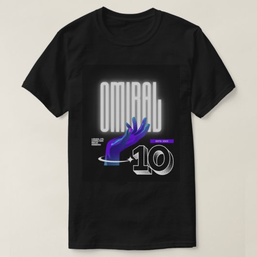 OMIRAL Futuristische Hand Neon Logo Design T-shirt (Design voorkant)