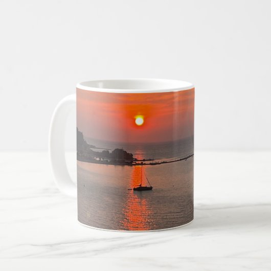 Omis Kroatië Sunset Oranje Sky Koffiemok (Voorkant links)