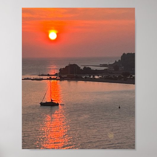 Omis Kroatië Sunset Oranje Sky Poster (Voorkant)