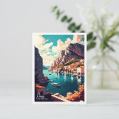 Omis Kroatië vintage reisillustratie Briefkaart (Staand voorkant)