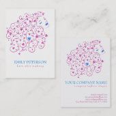 Omkeerbaar blauw en roze glitter bloemenhaar visitekaartje (Voorkant / Achterkant)