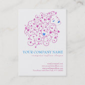 Omkeerbaar blauw en roze glitter bloemenhaar visitekaartje (Achterkant)