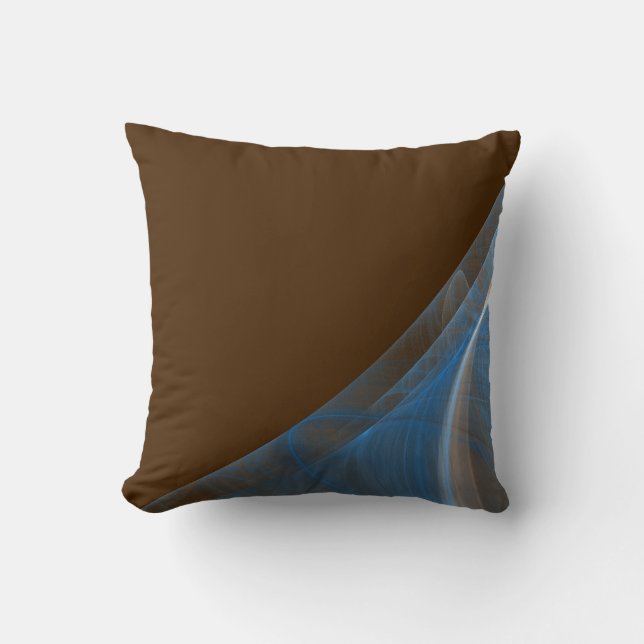 Omkeerbaar bruin en blauw fractaal kussen (Voorkant)