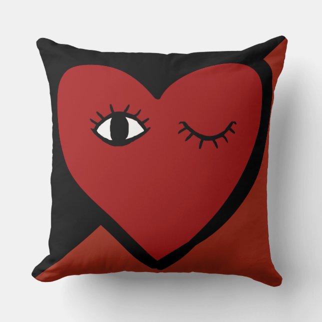Omkeerbaar Cute Red Love Face Heart Sierkussen (Voorkant)