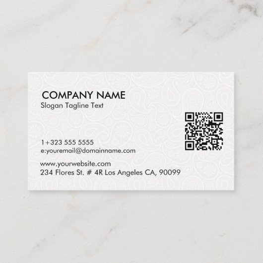 Omkeerbaar Elegant Zwart & Wit Paisley Patroon Visitekaartje (Achterkant)