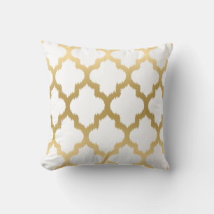 Omkeerbaar goud & wit Quatrefoil Modern Patroon Kussen
