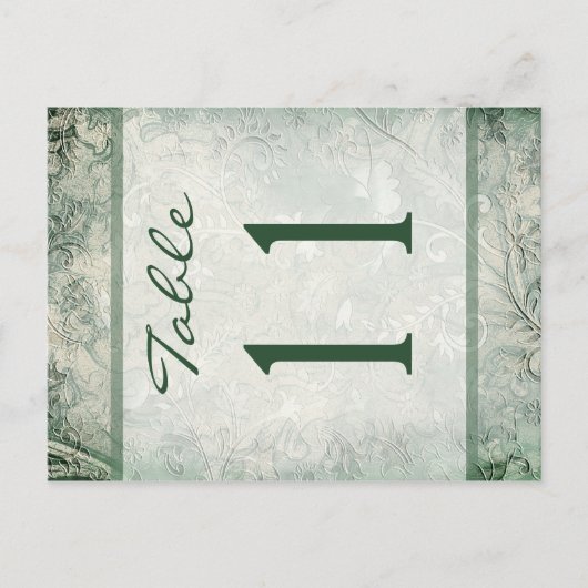 Omkeerbaar Groen en Ivoor Bloemen Tafelnummer (Voorkant)