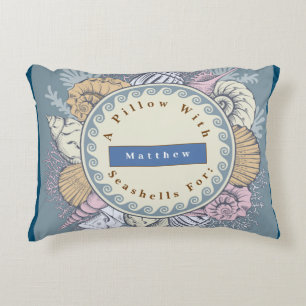 Omkeerbaar personaliseer Seashells Blue Oranje Accent Kussen