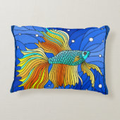 Omkeerbaar personaliseer Seashells Blue Oranje Accent Kussen (Achterkant)