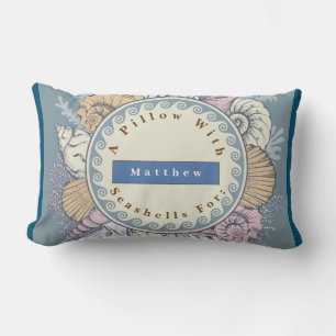 Omkeerbaar personaliseer Seashells Blue Oranje Kussen