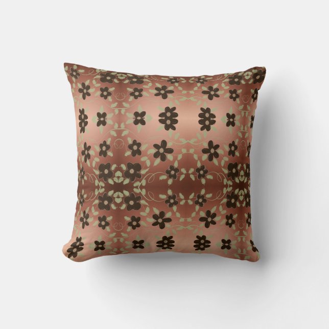 Omkeerbaar printpatroon in bruin en wit kussen (Voorkant)