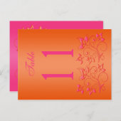 Omkeerbaar roze en Oranje Bloemen Tafelnummer (Voorkant / Achterkant)