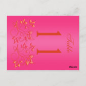 Omkeerbaar roze en Oranje Bloemen Tafelnummer (Achterkant)