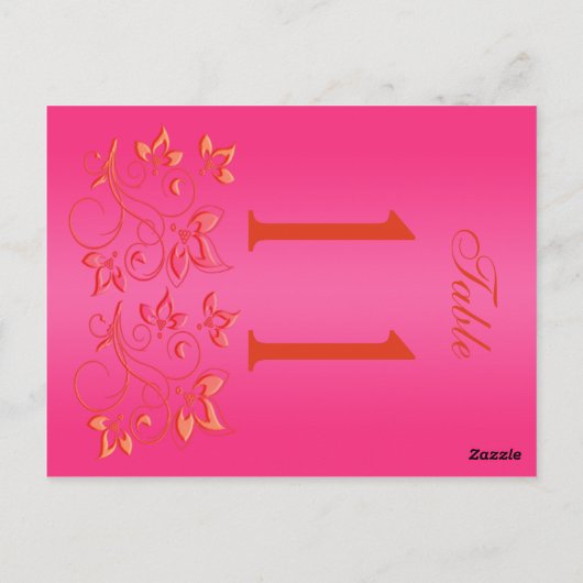Omkeerbaar roze en Oranje Bloemen Tafelnummer (Achterkant)
