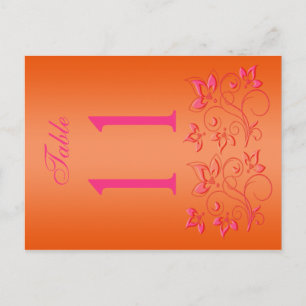 Omkeerbaar roze en Oranje Bloemen Tafelnummer