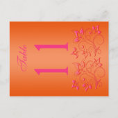 Omkeerbaar roze en Oranje Bloemen Tafelnummer (Voorkant)