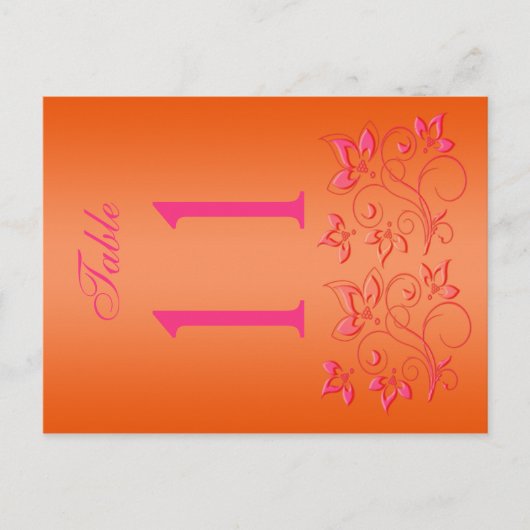 Omkeerbaar roze en Oranje Bloemen Tafelnummer (Voorkant)