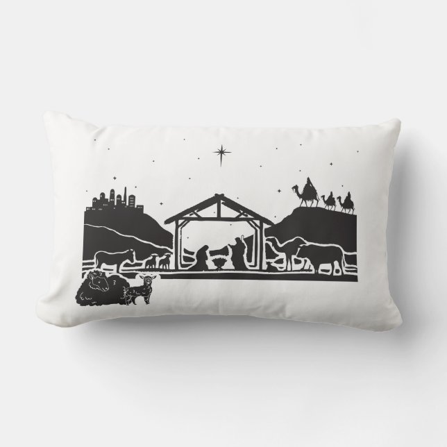 Omkeerbaar Sierkussen Nativiteitsscène Kussen (Voorkant)