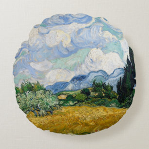 Omkeerbaar Van Gogh Wheat Field met Cypresses Rond Kussen