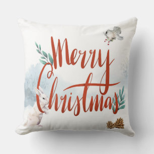 Omkeerbaar wit/rood geplakt kerstkerst kussen