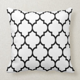 Omkeerbaar zwart-wit quatrefoil patroon kussen
