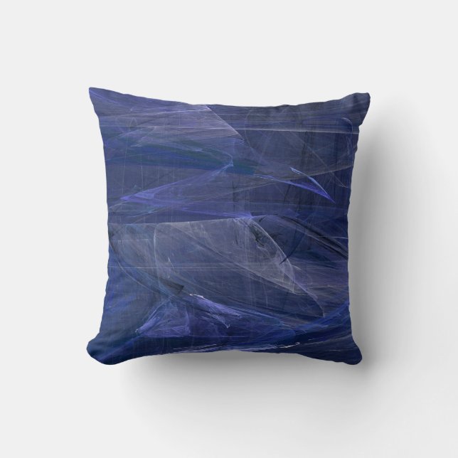 Omkeerbare Abstract Getextureerde Blauwe Kussen (Voorkant)