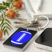 Omkeerbare blauw- en zwarte Football-lak of -spele Sleutelhanger (Voorkant Rechts)