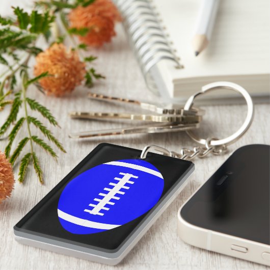 Omkeerbare blauw- en zwarte Football-lak of -spele Sleutelhanger (Voorkant Rechts)