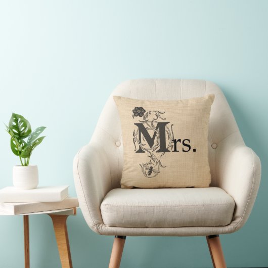 Omkeerbare bruiloft Pillow en Mrs. Kussen (Stoel)