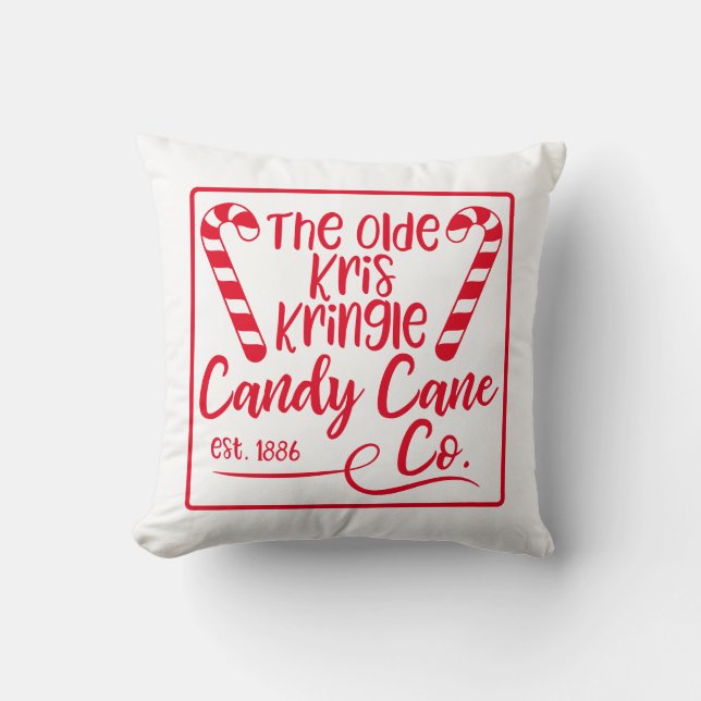 Omkeerbare Candy Cane Co Kerstmis Kussen (Voorkant)