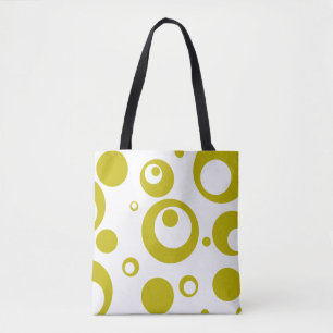 Omkeerbare chartreuse groene Bubble Dot Circle Tot Tote Bag