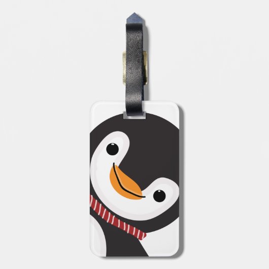 Omkeerbare Cute Penguin met Scarf en Sign Bagagelabel (Achterkant verticaal)