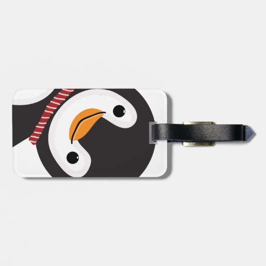 Omkeerbare Cute Penguin met Scarf en Sign Bagagelabel (Achterkant horizontaal)