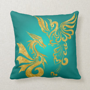 Omkeerbare Feng Shui Phoenix en Dragon Pillow Kussen