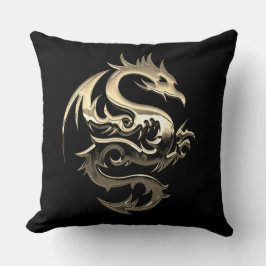 Omkeerbare Gold Metallic Dragon Kussen