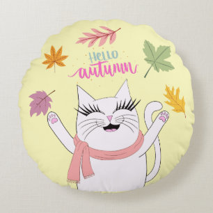 Omkeerbare herfst kat rond kussen