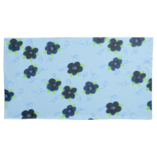 Omkeerbare Hoesjes van de Blauwe Floral Pillow Kussensloop (Voorkant-Links)