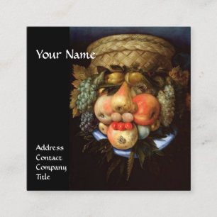 Omkeerbare kop met mand van vruchten en druiven vierkante visitekaartje