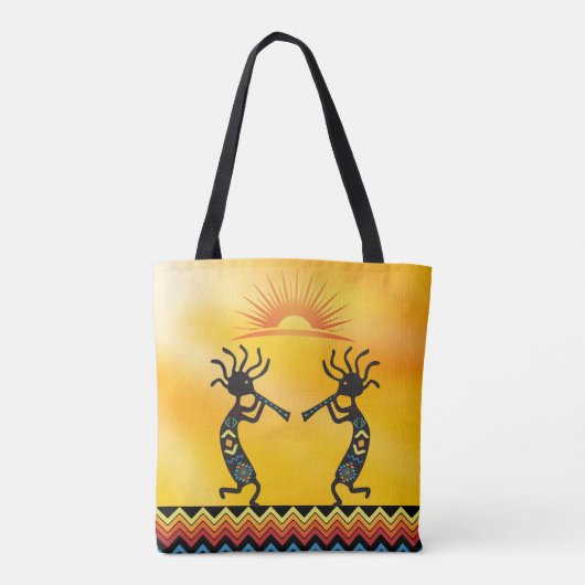 Omkeerbare Native American Kokopelli Canvas tas (Achterkant)