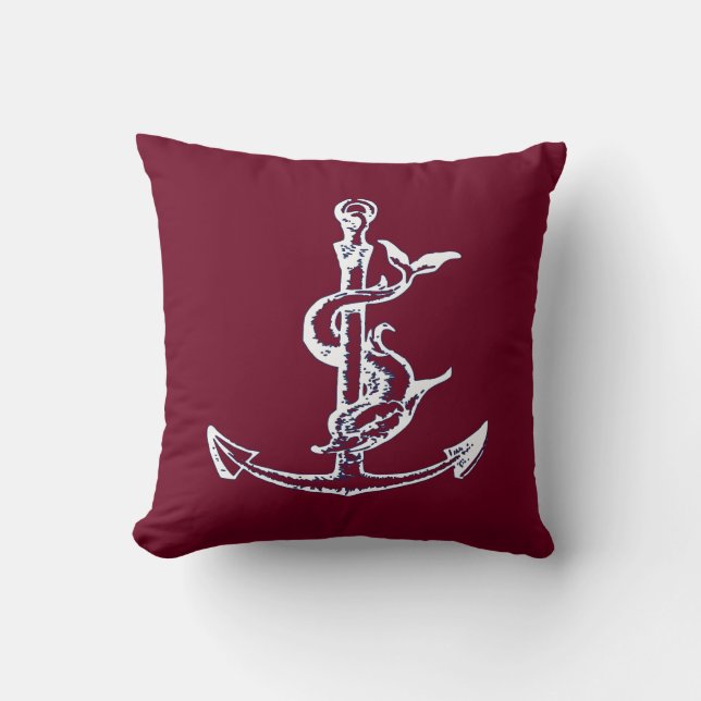 Omkeerbare Nautical Anchor Pillow Kussen (Voorkant)