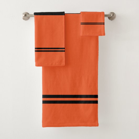Omkeerbare Oranje en zwarte halloween Bad Handdoek (Insitu)