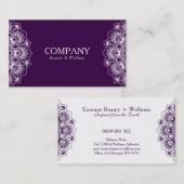 Omkeerbare paarse en witte mandala visitekaartje (Voorkant / Achterkant)