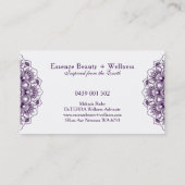 Omkeerbare paarse en witte mandala visitekaartje (Achterkant)