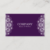 Omkeerbare paarse en witte mandala visitekaartje (Voorkant)