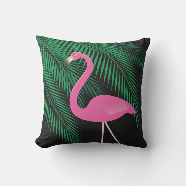 Omkeerbare roze en zwarte Flamingo Pillow 2 Buitenkussen (Voorkant)