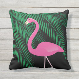 Omkeerbare roze en zwarte Flamingo Pillow 2 Buitenkussen