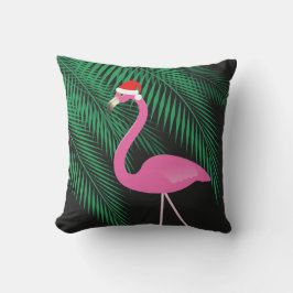 Omkeerbare roze en zwarte Santa Flamingo kussen 2
