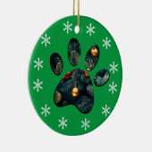 Omkeerbare sneeuw vakantie kerst hond Paw Keramisch Ornament (Rechts)