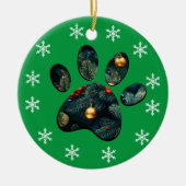 Omkeerbare sneeuw vakantie kerst hond Paw Keramisch Ornament (Voorkant)